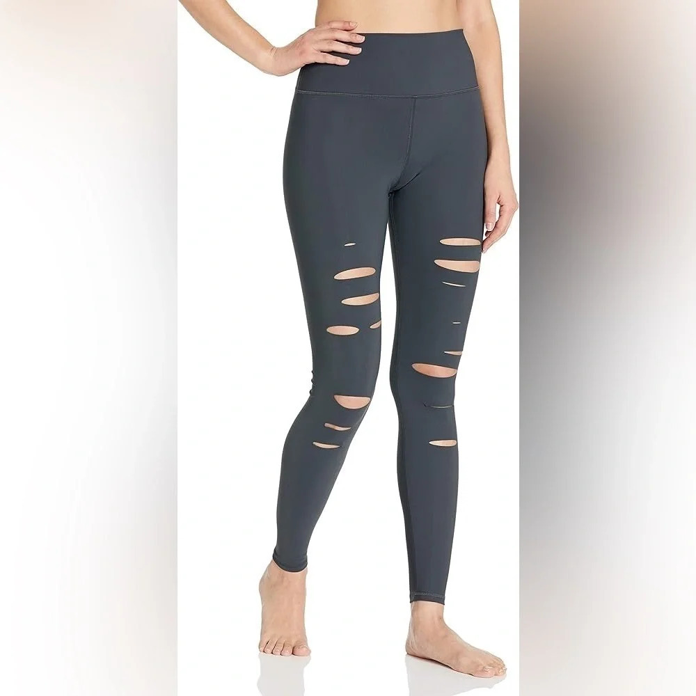 ALO Yoga High-Waist Ripped Warrior Legging Anthracite Grey Casual Women’s XS